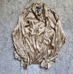 Ralph Lauren Women's Gold Silk Blouse